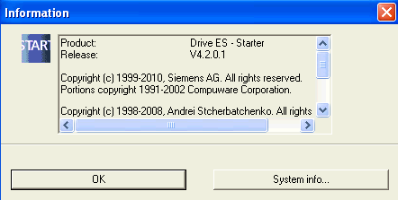 Sinamics a Starter přes USB
