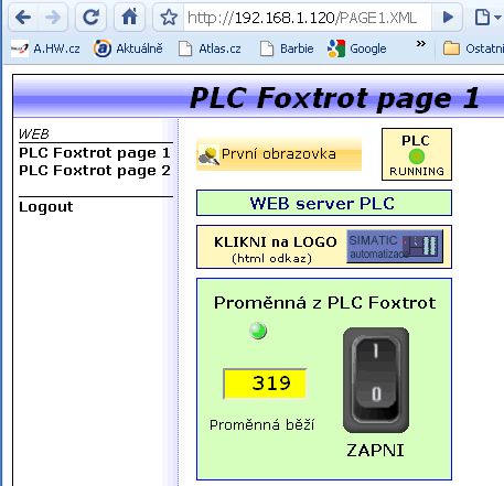 WEB server PLC Tecomat Foxtrot